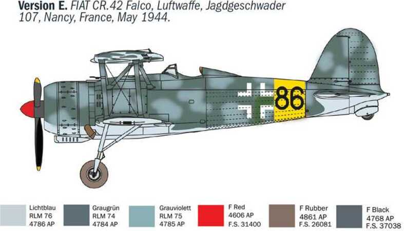 Macheta Fiat Cr.42 Cn "Falco" Night Fighter Italeri It1485S